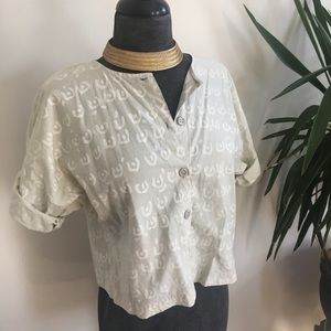 VINTAGE 90’s abstract print button-up blouse sz s